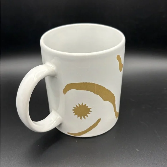 Vintage Oscar de la Renta Ceramic Mug Gold Swirl Sunburst Coffee Cup 12oz EUC - Picture 4 of 11